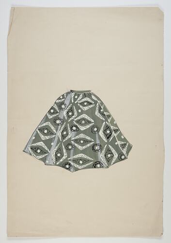 Artwork - Design for Textiles, Skirt, Boomerangs, Green & White, late 1940s-early 1950s