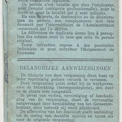 Booklet - Permis De Travail, 1959-60