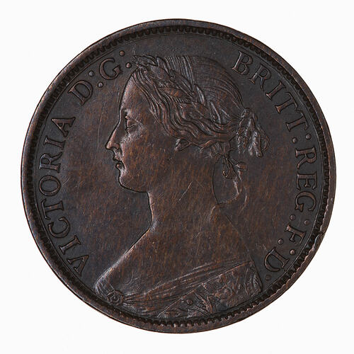 Coin - Farthing, Queen Victoria, Great Britain, 1860 (Obverse)