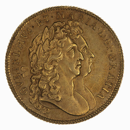 Coin - 2 Guineas, William and Mary, Great Britain, 1694 (Obverse)