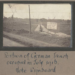 Photograph - 'German Trench', France, Sergeant John Lord, World War I, 1916