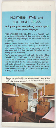 Pamphlet - SS Northern Star & SS Southern Cross, Shaw Savill Line, "Go by the Stars ..."