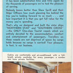 Pamphlet - SS Northern Star & SS Southern Cross, Shaw Savill Line, "Go by the Stars ..."