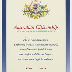 Certificate - Australian Citizenship Affirmation Pack, 2003