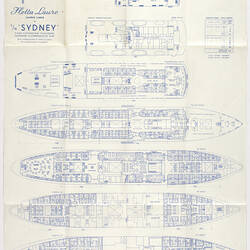 Accommodation Plan - Flotta Lauro Lines, TN Sydney, 1959