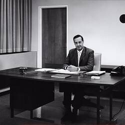 Photograph - Kodak Australasia Pty Ltd, Interior View of Office with Elvin Teasdale from Building 8, Head Office & Sales & Marketing at the Kodak Factory, Coburg, 1964