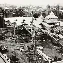 Photograph - Steel Work & Roofing of New Western Annexe, Exhibition Building, Melbourne, 1962