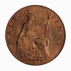 Coin - Halfpenny, George V, Great Britain, 1917 (Reverse)