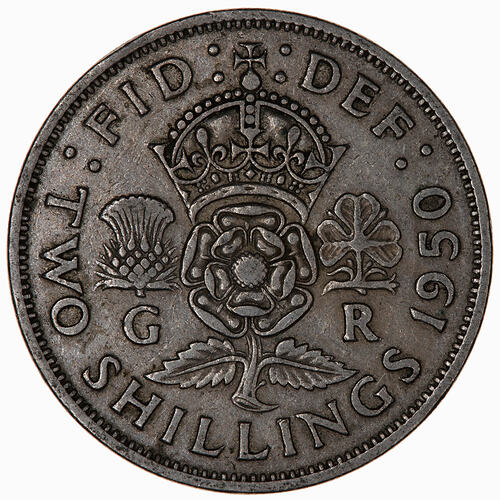 Coin - Florin (2 Shillings), George VI, Great Britain, 1950 (Reverse)