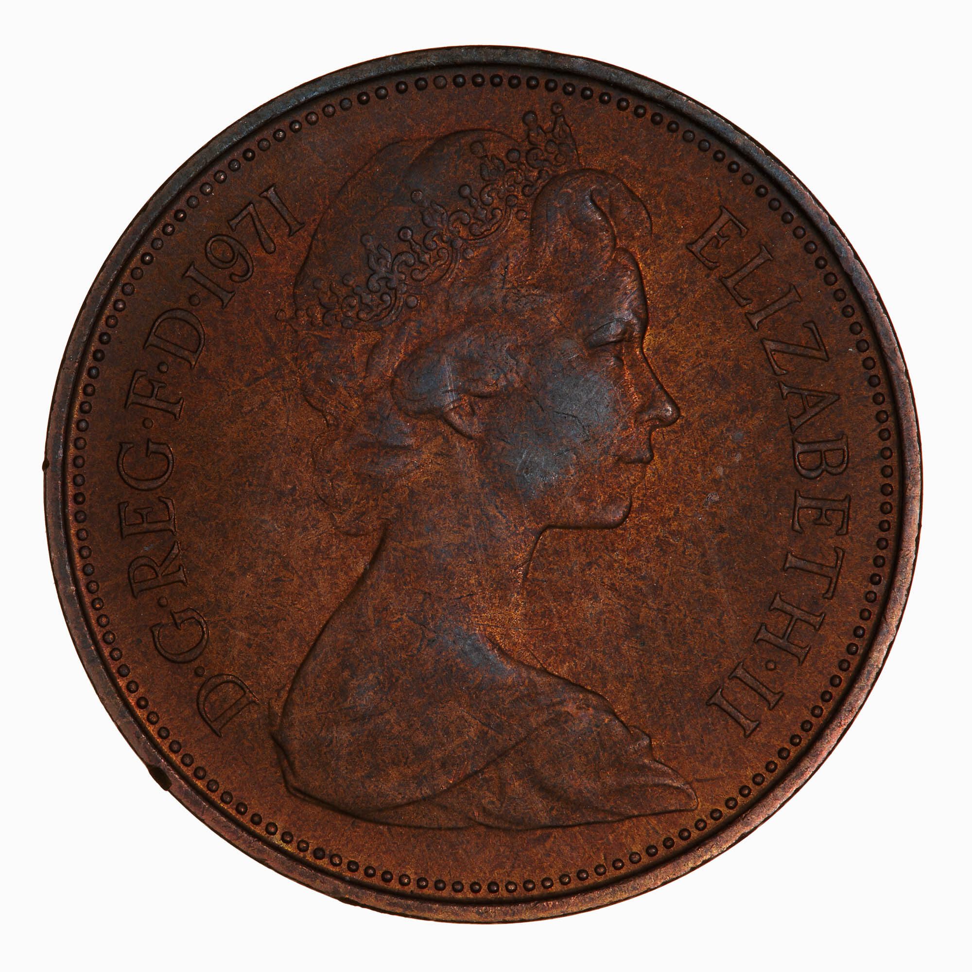 Coin - 2 New Pence, Elizabeth II, Great Britain, 1971