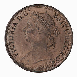 Coin - Farthing, Queen Victoria, Great Britain, 1892 (Obverse)