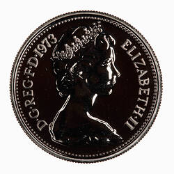 Proof Coin - 5 Pence, Great Britain, 1973 (Obverse)