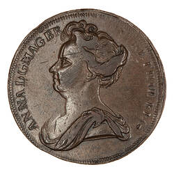 Pattern Coin - Halfpenny, Queen Anne, England, Great Britain, 1707-1714 (Obverse)