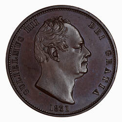 Coin - Halfpenny, William IV, Great Britain, 1831 (Obverse)