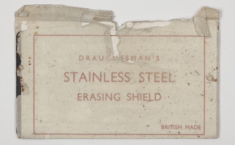 Erasing Shield - Stainless Steel, England, circa 1930s-1940s
