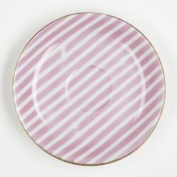 Saucer - Nathco Chinaware, Pink & White Stripe, circa 1957