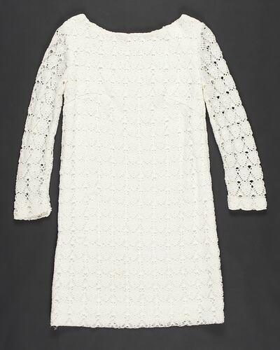 Dress - Tsitsopouli Bros, White, Crocheted Cotton, circa 1970s