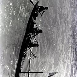Negative - Three Men in Canoe, Pacific Islands, circa 1930s