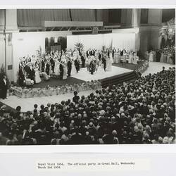 Photograph - Official Party in the Great Hall, Exhibition Building, Melbourne, 2 Mar 1954