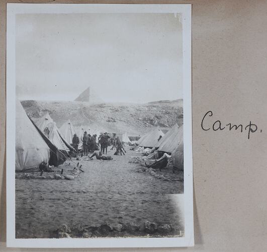 'Camp', Egypt, Captain Edward Albert McKenna, World War I, 1914-1915