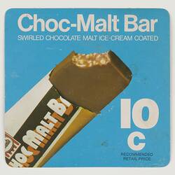 Price Card - Streets Choc-Malt Bar, circa 1970