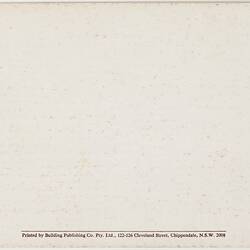 Detail of card showing printer name and address