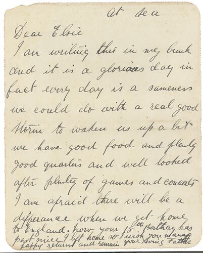 Letter Card - William Henry Dean to Elsie Dean, World War 1, 1916