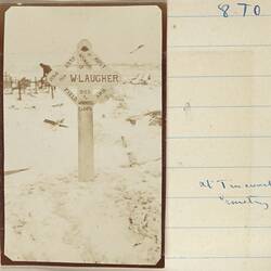 Photograph - Grave of Driver W. Laugher, Somme, France, Sergeant John Lord, World War I, 1918