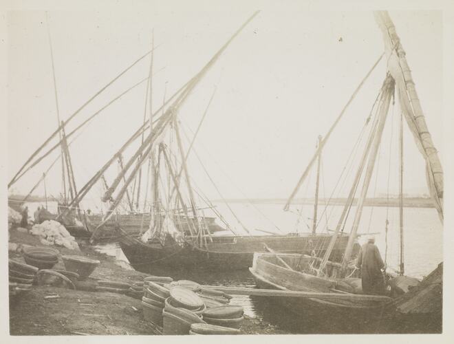 Boats on Bedrashen Canal, Egypt, Captain Edward Albert McKenna, World War I, 1914-1915