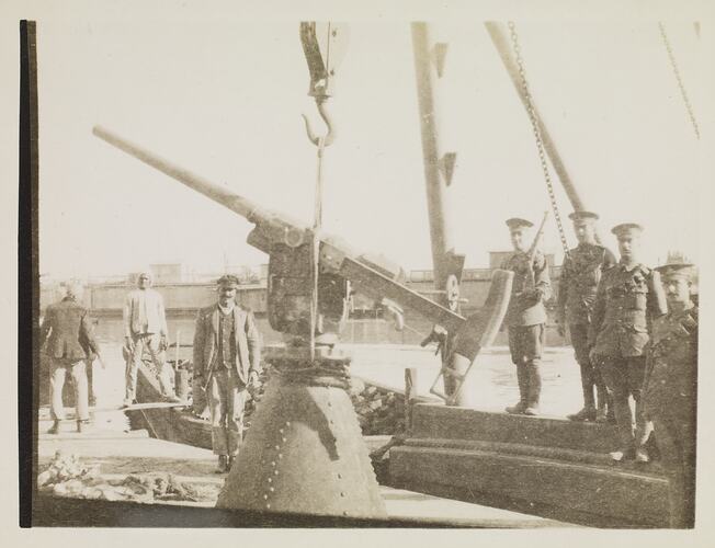 12 Pounder on a Canal Dredge, Egypt, Captain Edward Albert McKenna, World War I, 1914-1915