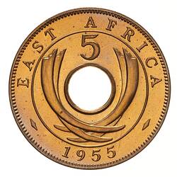 Proof Coin - 5 Cents, British East Africa, 1955