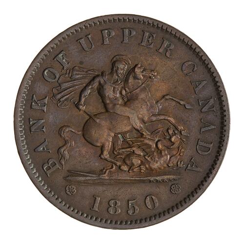 Token - 1 Penny, Bank of Upper Canada, Upper Canada, Canada, 1850