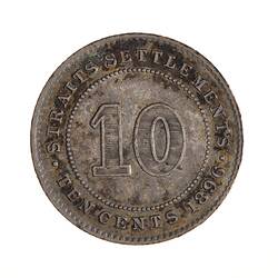 Coin - 10 Cents, Straits Settlements, 1896