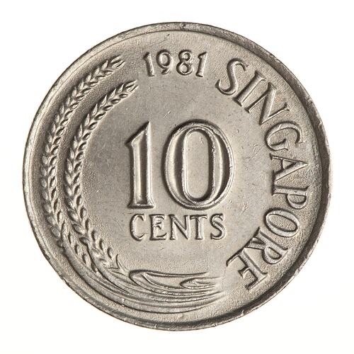 Coin - 10 Cents, Singapore, 1981