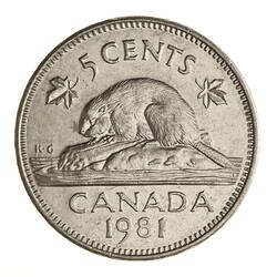 Coin - 5 Cents, Canada, 1981