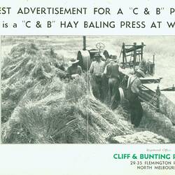 Promotional Brochure - Cliff & Bunting Pty Ltd, Hay Balers, circa 1940