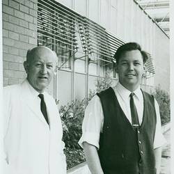 Photograph - Kodak Australasia Pty Ltd,  Radi Sindelka & Frank Crossman from the Film Testing and Paper Department, Kodak Factory, Coburg, c1965