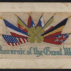 Postcard - Tom to Molly, 'Souvenir of the Great War', Embroidered, World War I, 1914-1918
