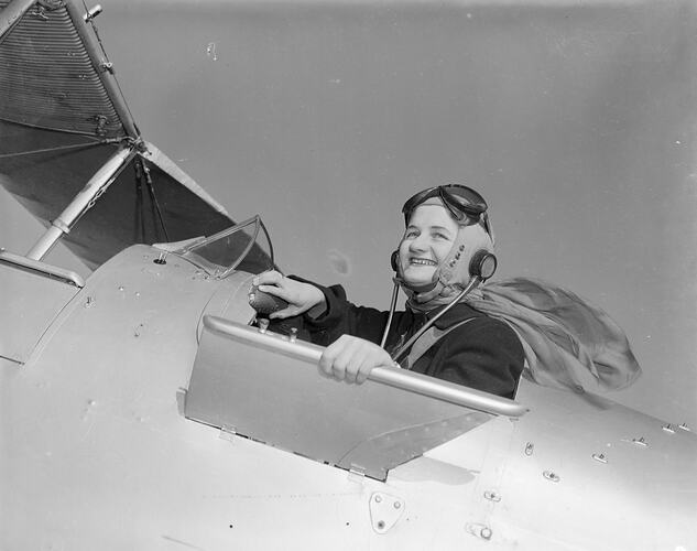 Woman Seated in a Biplane, Melbourne, Victoria, 1950-1960