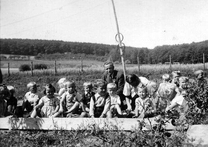 Commandant & Children, Displaced Persons Camp 3, Germany, 1946