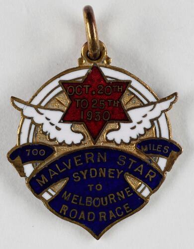 Medal, cycling. Mr Hubert Opperman. Malvern Star Road Race - Sydney to Melbourne, 1930.