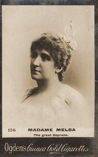 Cigarette Card - Dame Nellie Melba Portrait, Ogden's Guinea Gold Cigarettes, circa 1900
