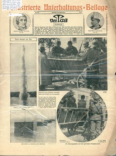 Front page of newspaper with photographs.