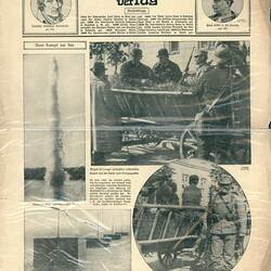 Front page of newspaper with photographs.