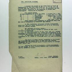 Single page on lined off-white paper with printed text.