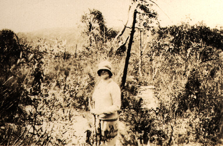 [A hiker at Mount Victory, Grampians, about 1928.]