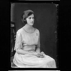 Glass Negative - Portrait of Miss K Griffiths Seated, Australia, circa 1890s - 1920s