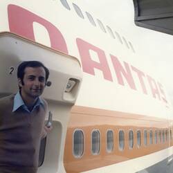 Digital Photograph - Herbert Portanier Arriving at Tullamarine Airport, Melbourne, 29 Mar 1979