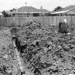 Digital Photograph - House Construction, Laying Sewerage Pipes, John & Barbara Woods, Lalor, 1968-1970