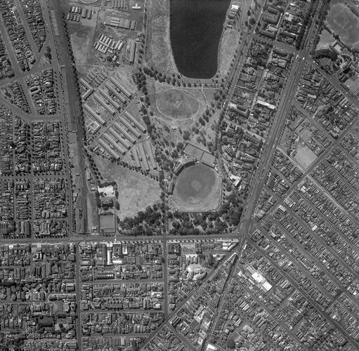 Negative - Aerial View of Albert Park Lake, Victoria, 28 Feb 1956